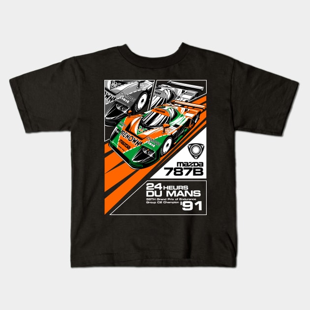 Mazda 787B DuMans '91 Kids T-Shirt by rizadeli